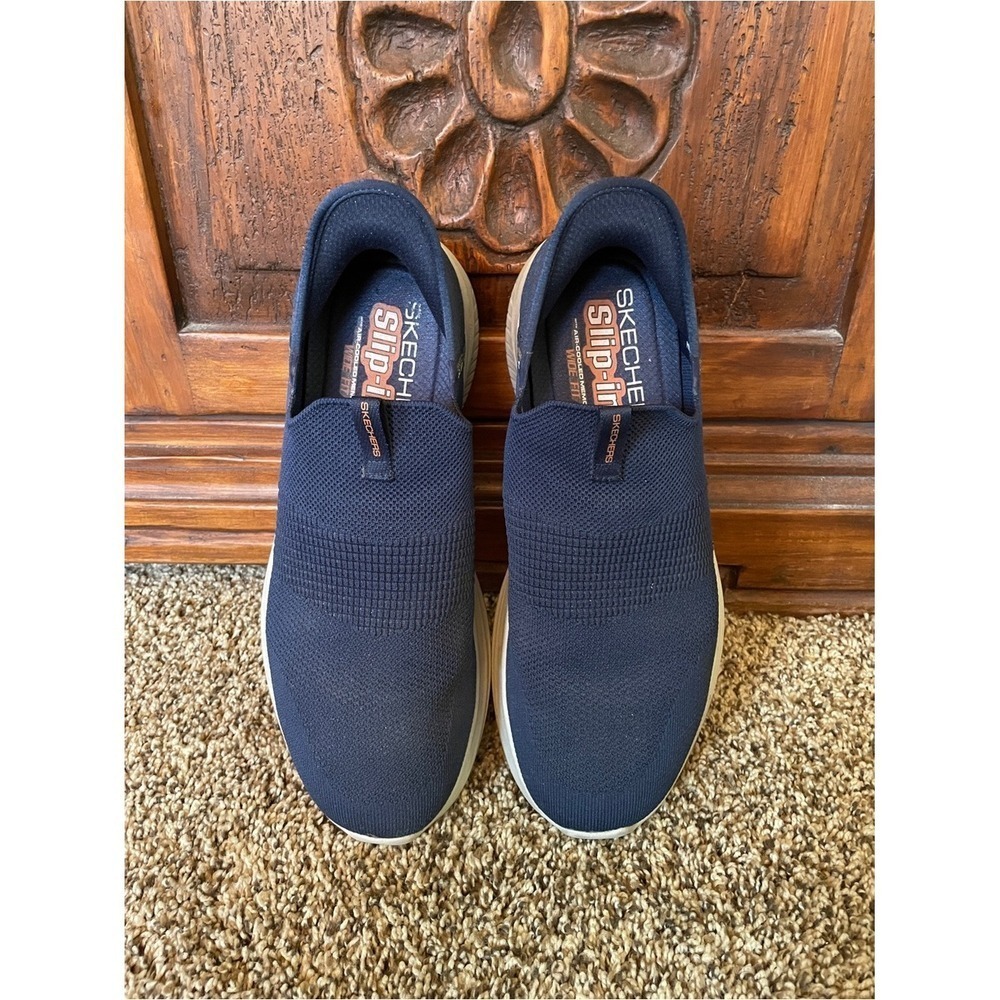 Skechers Navy Slip-On Men's Athletic Sneakers